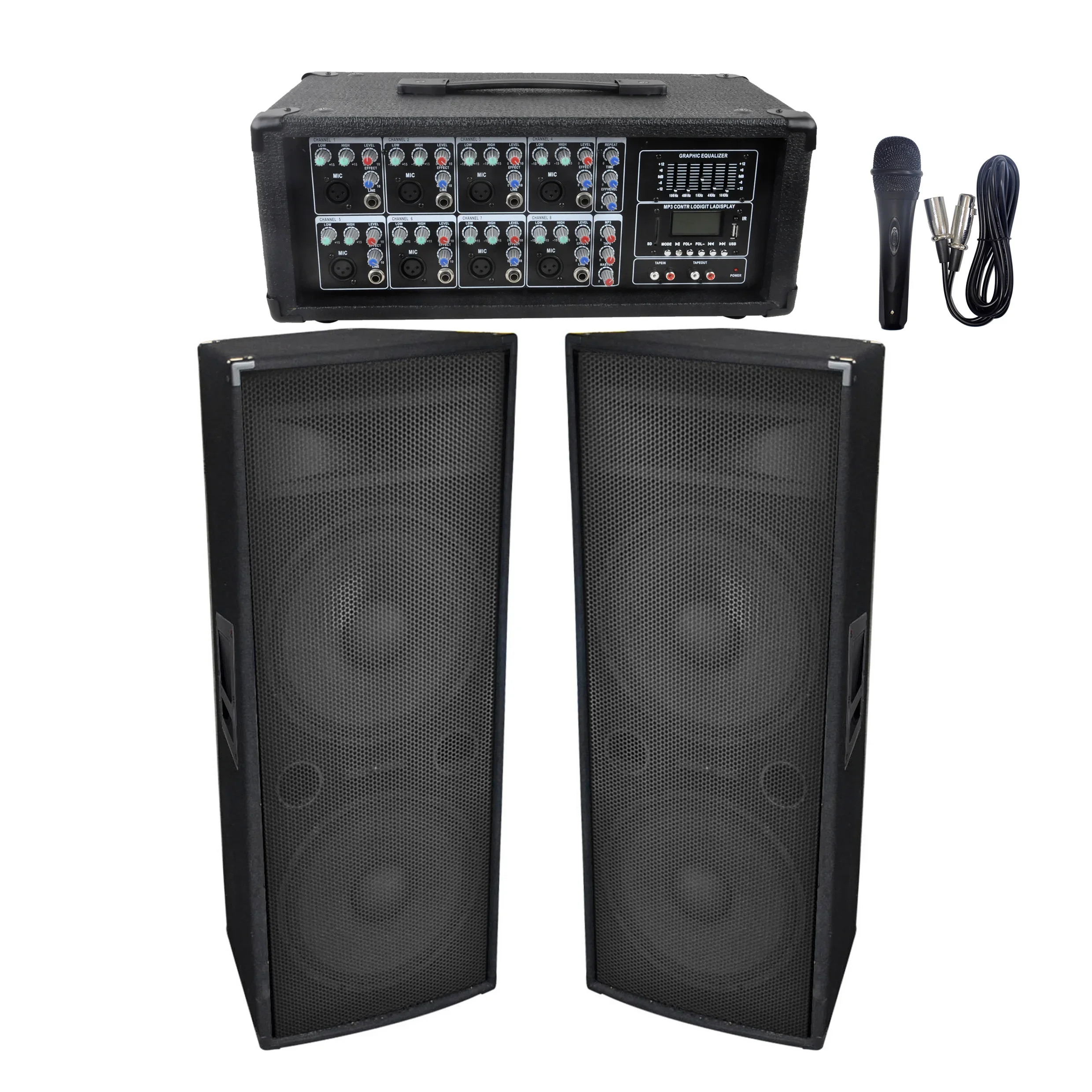 

Accuracy Pro Audio PPS8215-BT Dual 2x15'' 2 Way Passive Wooden Speakers Audio System Sound Professional Mixer Sound System