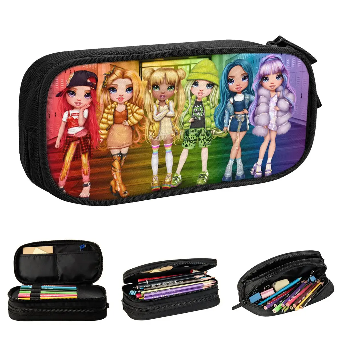 New Rainbow High Cartoon Pencil Case Doll Pencil Pouch Pen for Student Large Storage Bags Students School Gifts Stationery