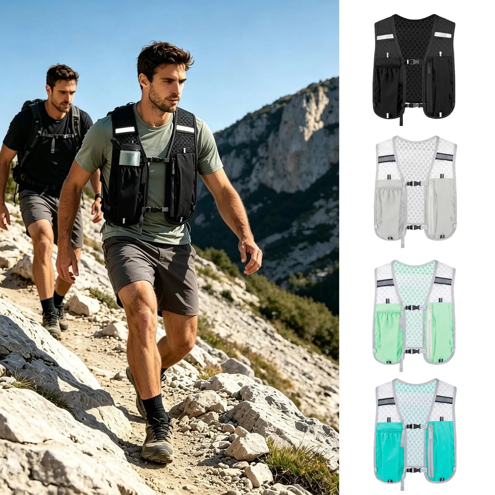 Portable Storage Pocket for Hiking Cycling Outdoor Multi Functional Running Vest Lightweight Mesh Breathable Marathon Sportswear