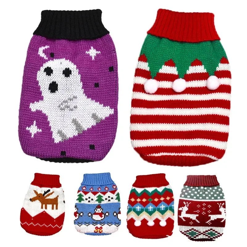 

Dogs Sweater Winter Knitted Dog Jumpers For Small Large Dogs Cat Chihuahua Warm Clothes For Small Breeds Dogs Christmas