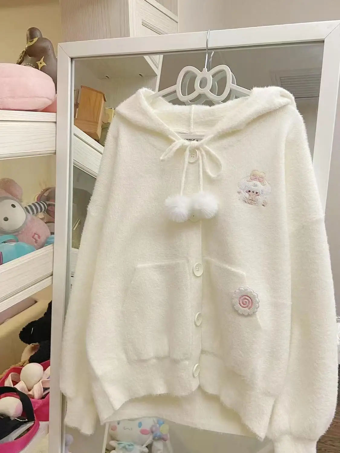 Y2k Harajuku Gothic Dámské pletené kardigany s kapucí na zip Patchwork Japonské módní svetry Slim Gyaru Grunge Podzimní - náhled 6