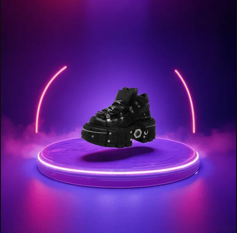 

2026 Men's Retro Spanish Tank Sole Metal High-top Cowhide Platform Small Leather Dark Punk Muffin Sole Single Shoes
