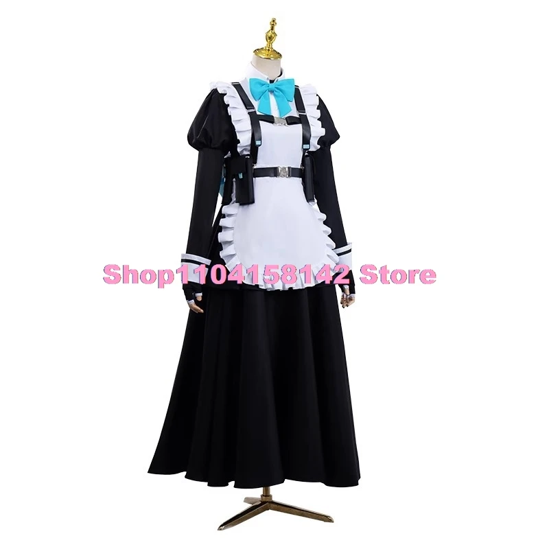 Asuma toki cosplay vestido de empregada azul arquivo cosplay jogo anime menina uniforme feminino longuette saia arco lolita terno sexy bonito conjunto