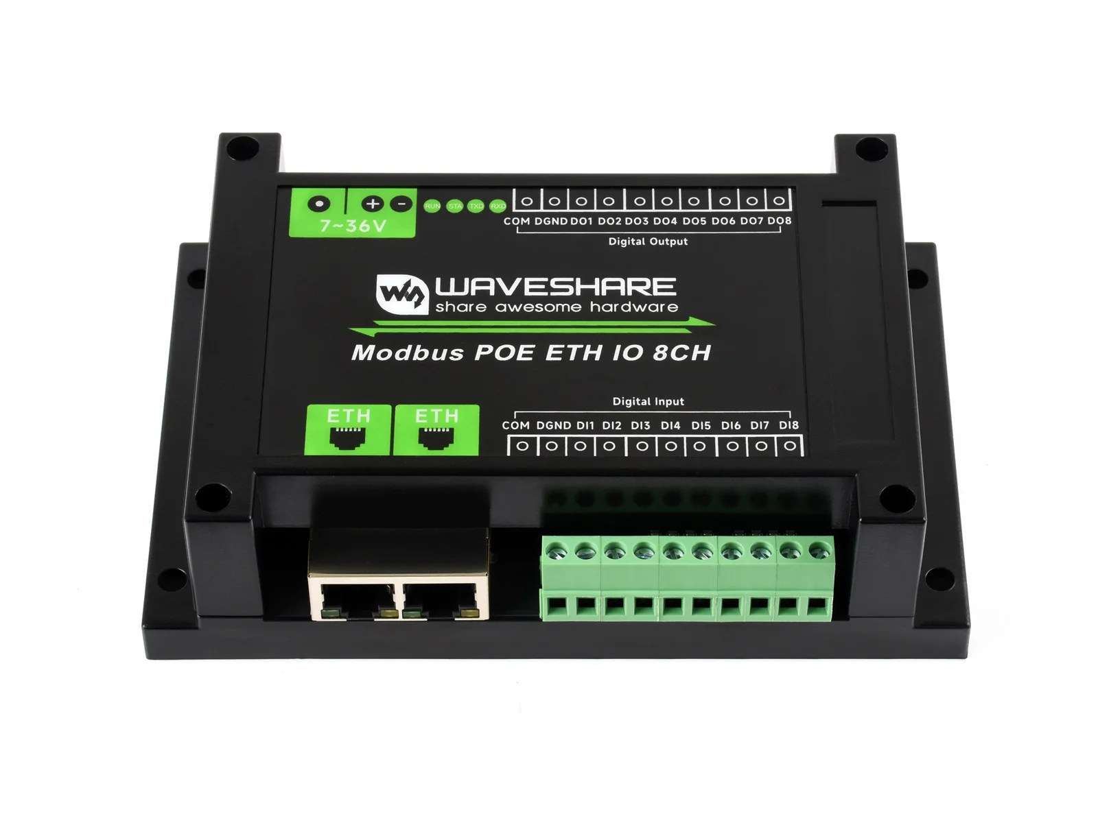 industrial-8-ch-ethernet-digital-input-output-poe-power-supply-modulemodbus-rtu-tcp-protocolvarious-isolation-and-protection