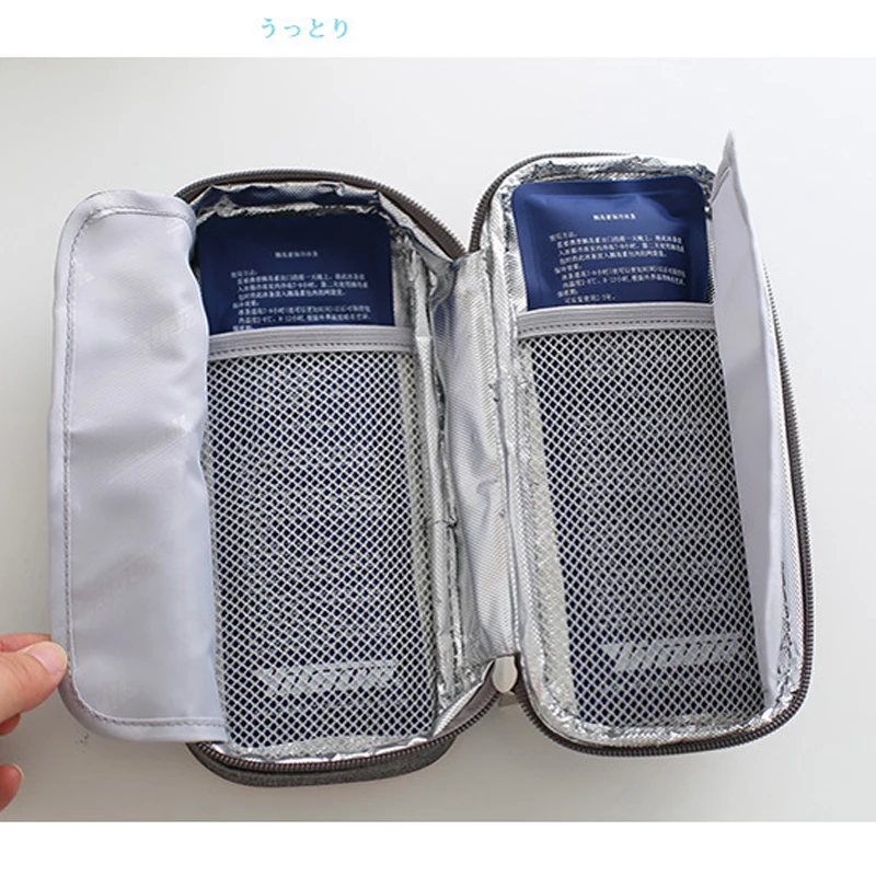 Portable Insulin Cooler Bag with 2 Ice Bags Outdoor Travel Waterproof Aluminum Foil Insulated Diabetic Insulin Cooler Case Box