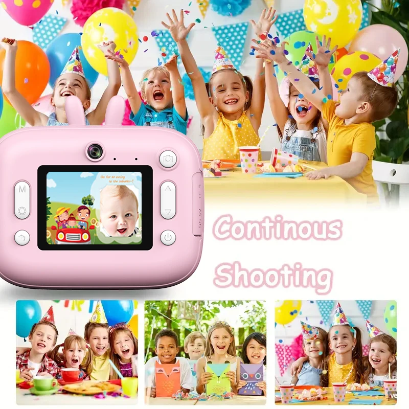 Mini imprimante photo, appareil photo à impression instantanée, photographie vidéo pour enfants, jouets d'appareil photo numérique pour garçons et filles, cadeaux d'anniversaire