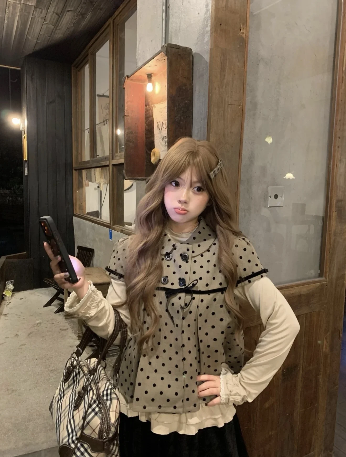 Vintage Elegant Polka Dot 3 Piece Set Women Puff Sleeve Bow Trim Ruffle Hem High Waist Velvet Mini Skirt Suit Korean Fashion