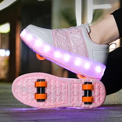 Trend with light roller skates students 4 wheel shoes for men and women the same breathable wear multi-functional running shoes