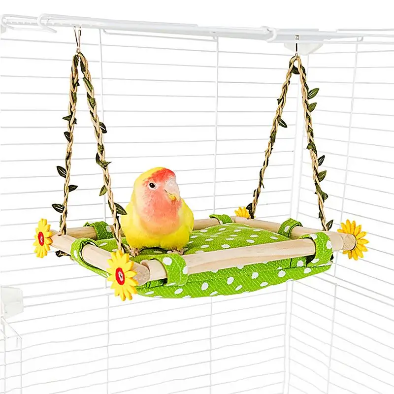 Parrot Trapeze Swing Bird Climbing Perch Stand Toy Bed Small Bird Square Canvas Cradle Nest Parakeets Budgie Swing Birds Toy