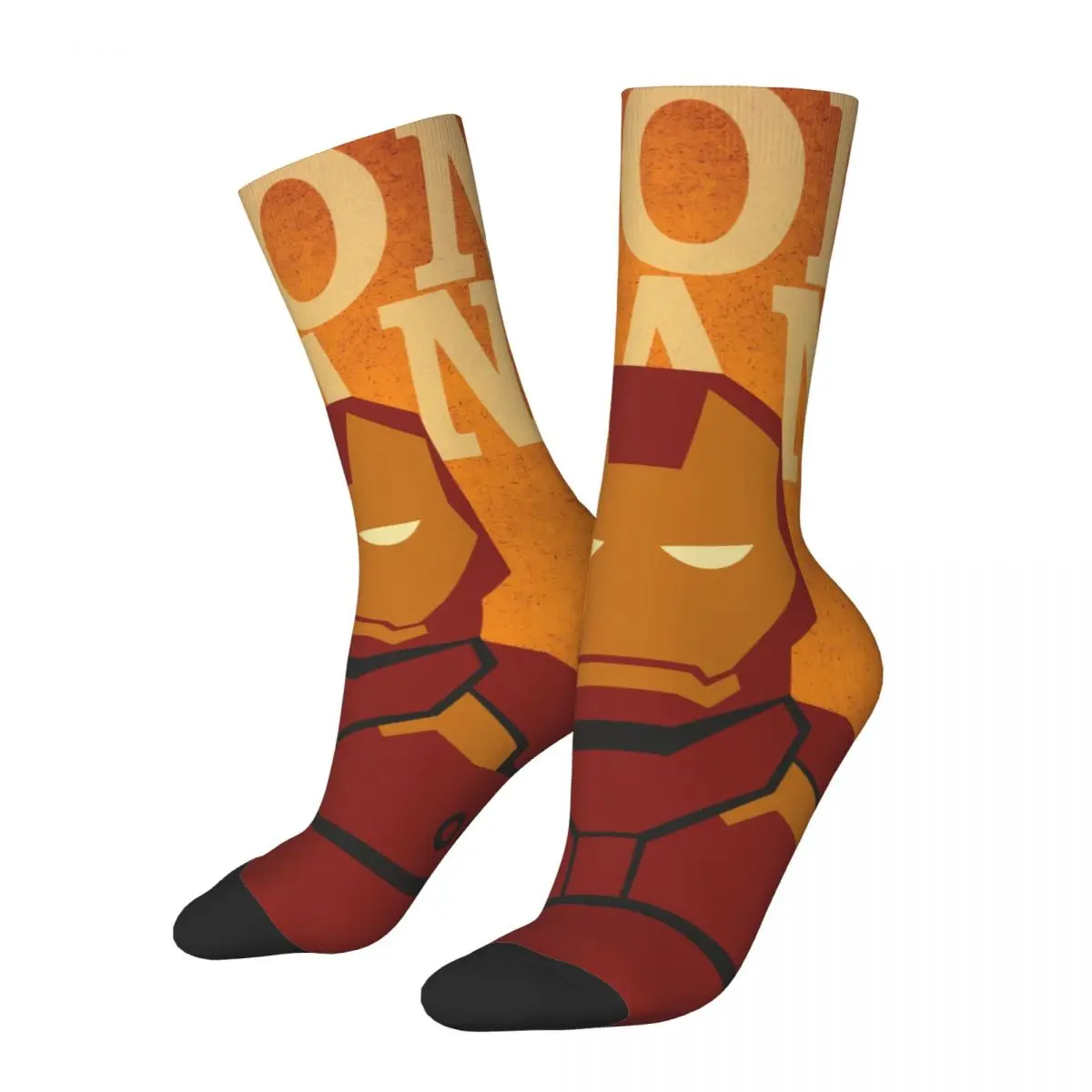 Funny Crazy Sock for Men Ture Hip Hop Vintage Marvel Iron Man Happy Seamless Pattern Printed Boys Crew compression Sock Novelty