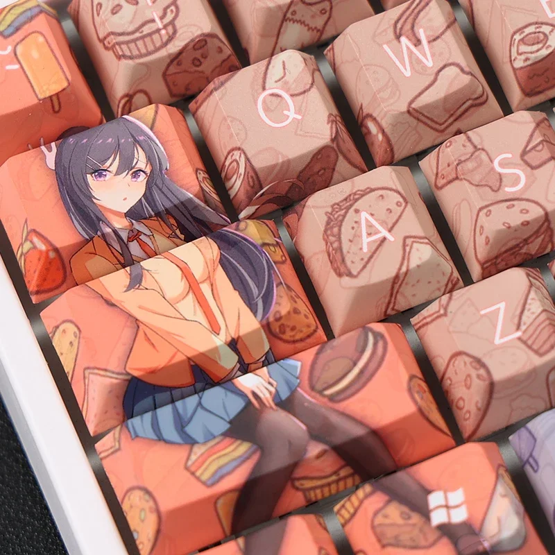 Sakurajima Mai 108 Key Caps PBT 5-side DYE Sublimation Cherry MX Cross Axis Switch Anime Keycap Mechanical Keyboard Gaming Gift