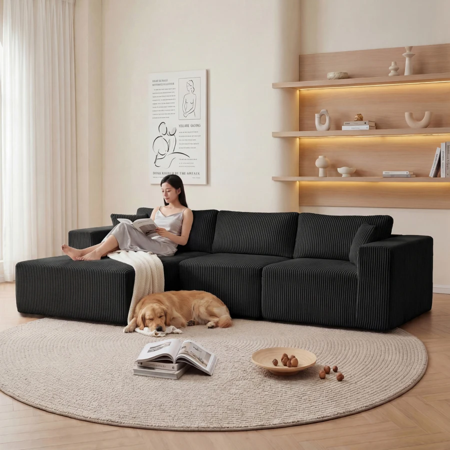 Modular Sectional Sofa, Cloud Sectional Couch with Deep Seat, Modern Modular L-Shape Sofa with Chaise, Upholstered Boneless Cou