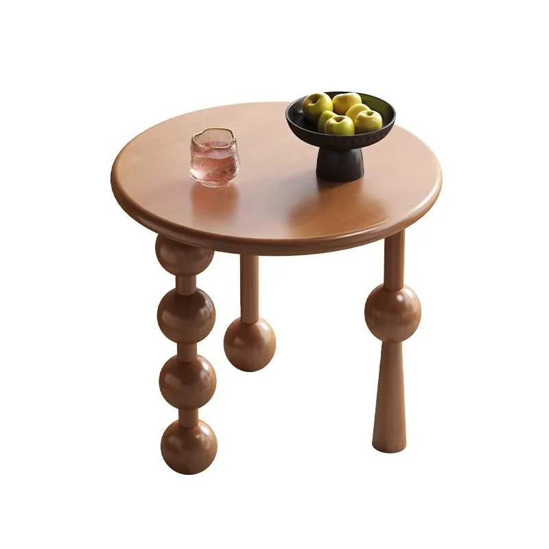 Solid Rubber Wood Light Luxury End Table, Small Space Home Coffee Side Table