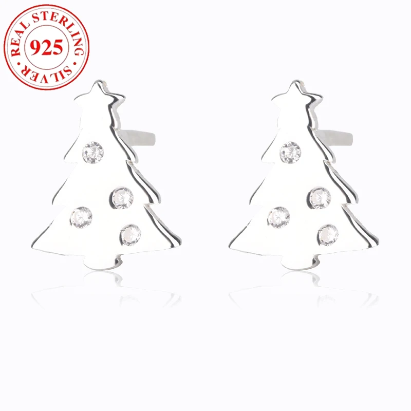 

925 sterling silver with diamonds Christmas tree ladies earrings hypoallergenic fashion ladies jewellery gift for Christmas