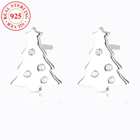 925 sterling silver with diamonds Christmas tree ladies earrings hypoallergenic fashion ladies jewellery gift for Christmas