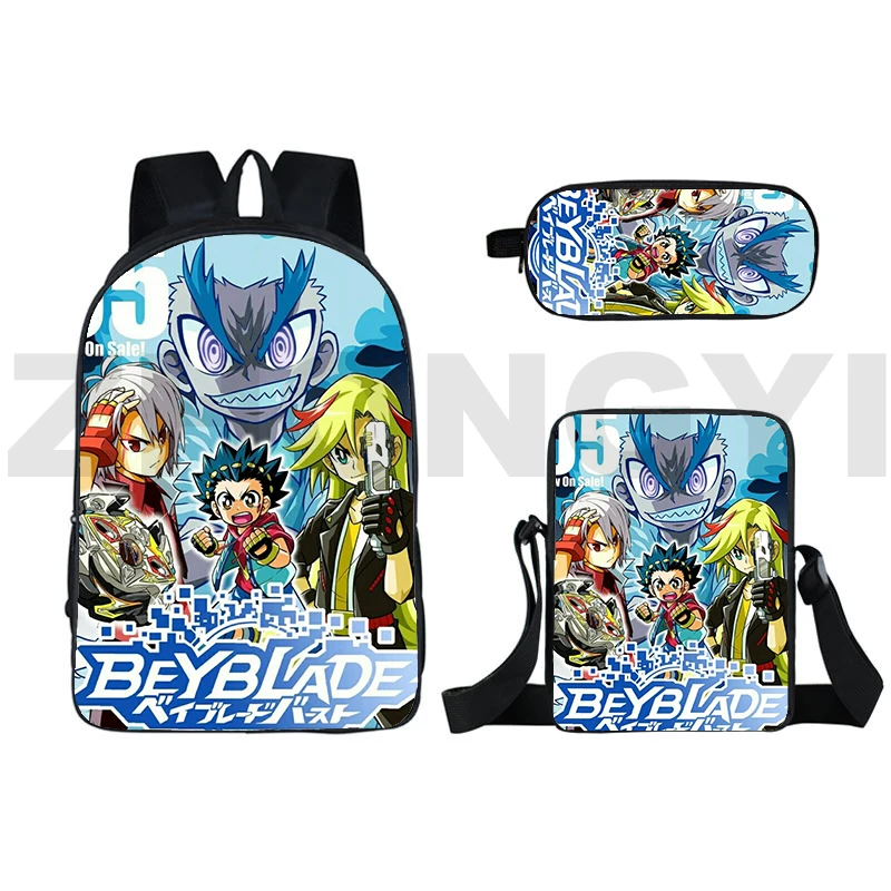 New 3D Japan Beyblade Burst Bagpack Travel Anime Beyblade Burst Backpack Teenager Bookbag Softback 16 Inch Students School Bag