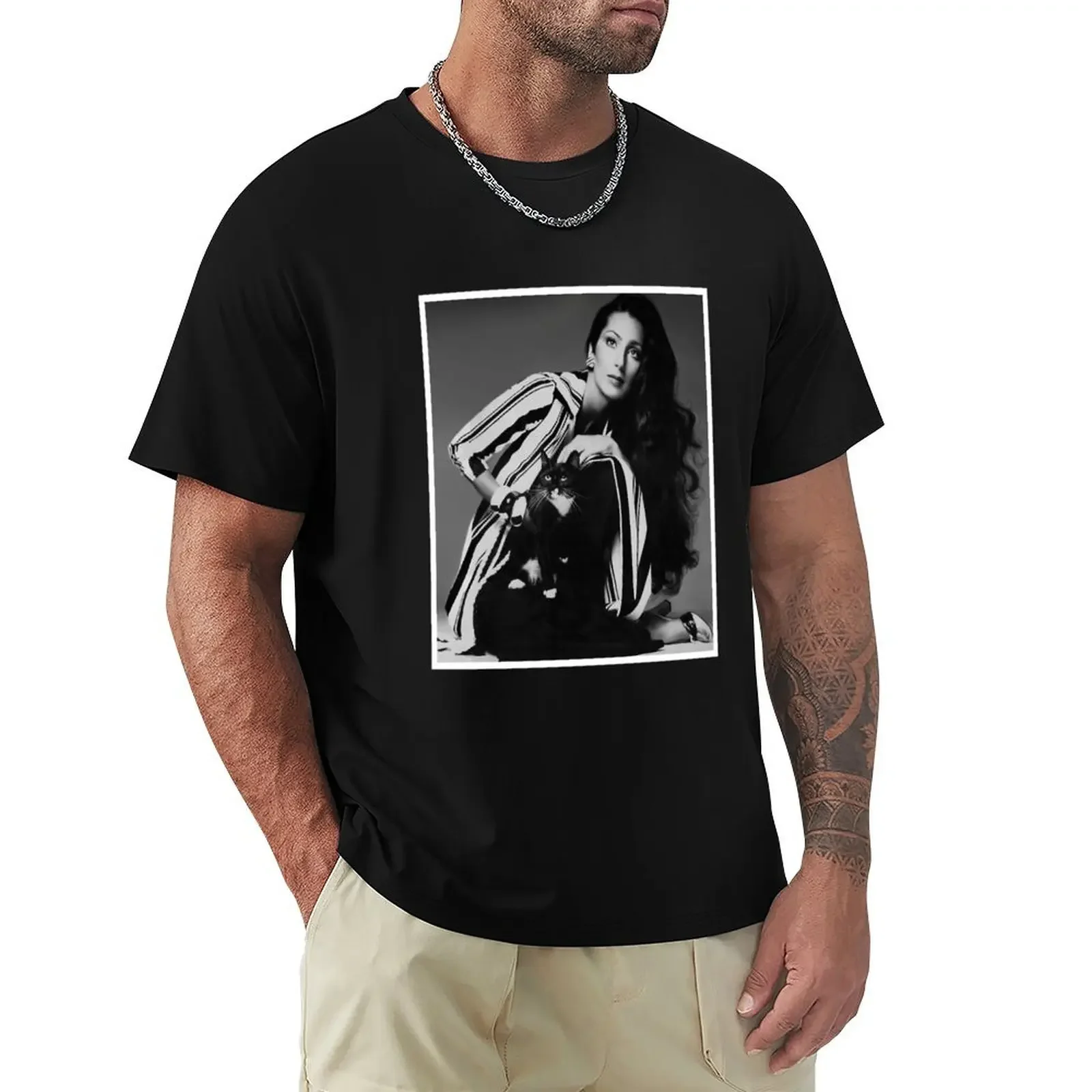 Retro Lonely Cher's Cat Music T-Shirt graphic tee shirt shirts graphic tee Short sleeve tee clothes for men