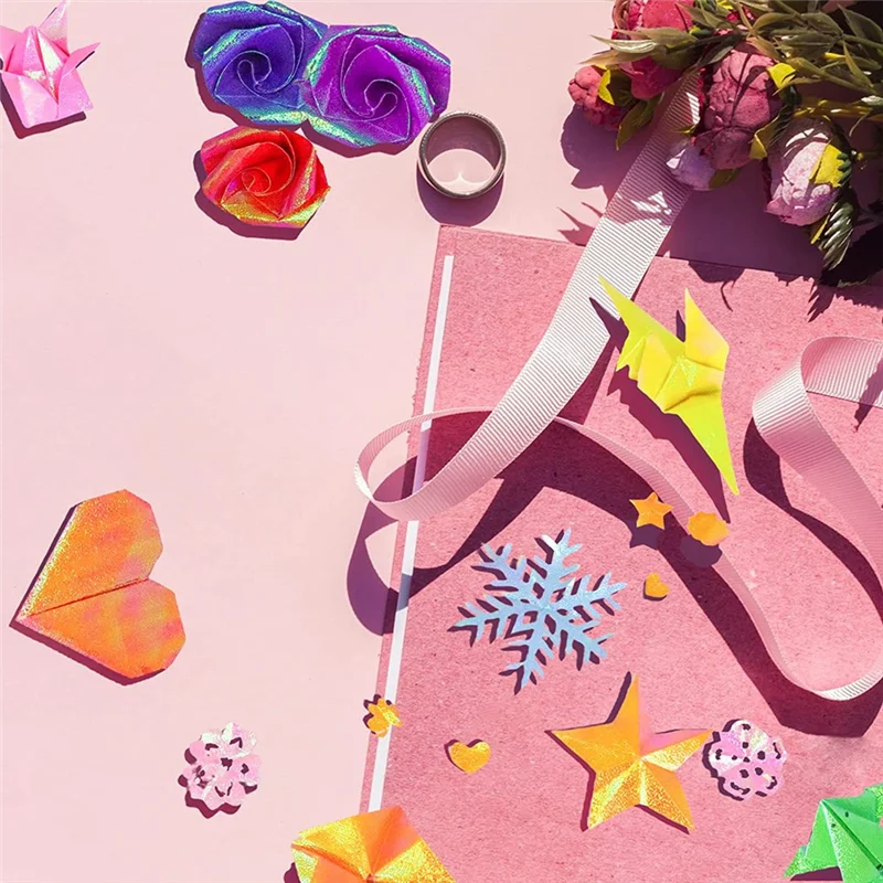 ورق لامع A59E-ورق لامع للحرف اليدوية - 150 ورقة ورق ملون مربع قابل للطي للمهارات التي تصنعها بنفسك