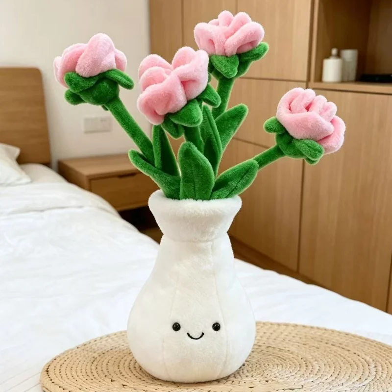 Künstliche Rosen und Sonnenblumen Niedliche Plüsch-Vase Kreative Sträuße Heimdekoration Muttertag Hochzeit Geburtstag Abschlussgeschenke – Detail 3