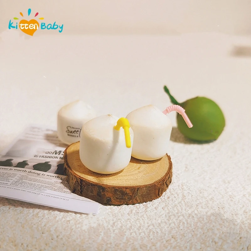 Doll House Accessories Mini Coconut Drink Cups Model Simulated Coconut Green Decora Micro Scene Photography Props Ornaments