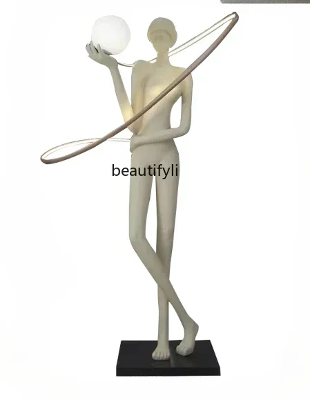 

25LD Modern Art Floor Exercise Ribbon Muse Sculpture Floor Lamp, Ornament