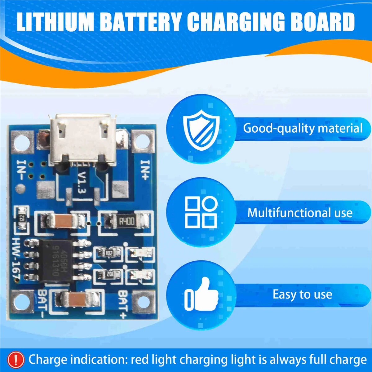 ที่ชาร์จแบตเตอรี่ลิเธียม18650แบบ micro-USB 1A สำหรับบอร์ดโมดูล