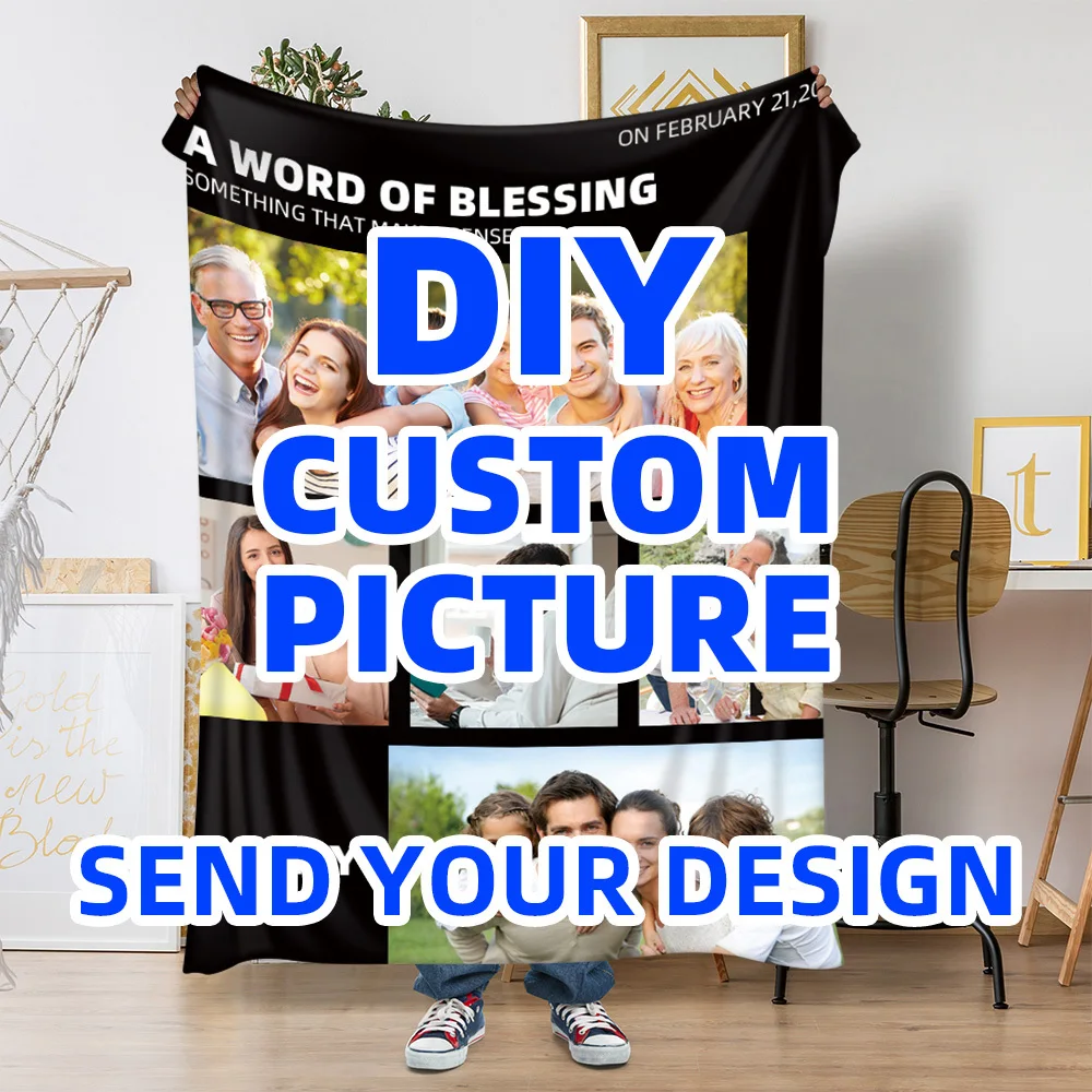 

text DIY blanket personalized and photo picture collage blanket Christmas Valentine's Day birthday gift