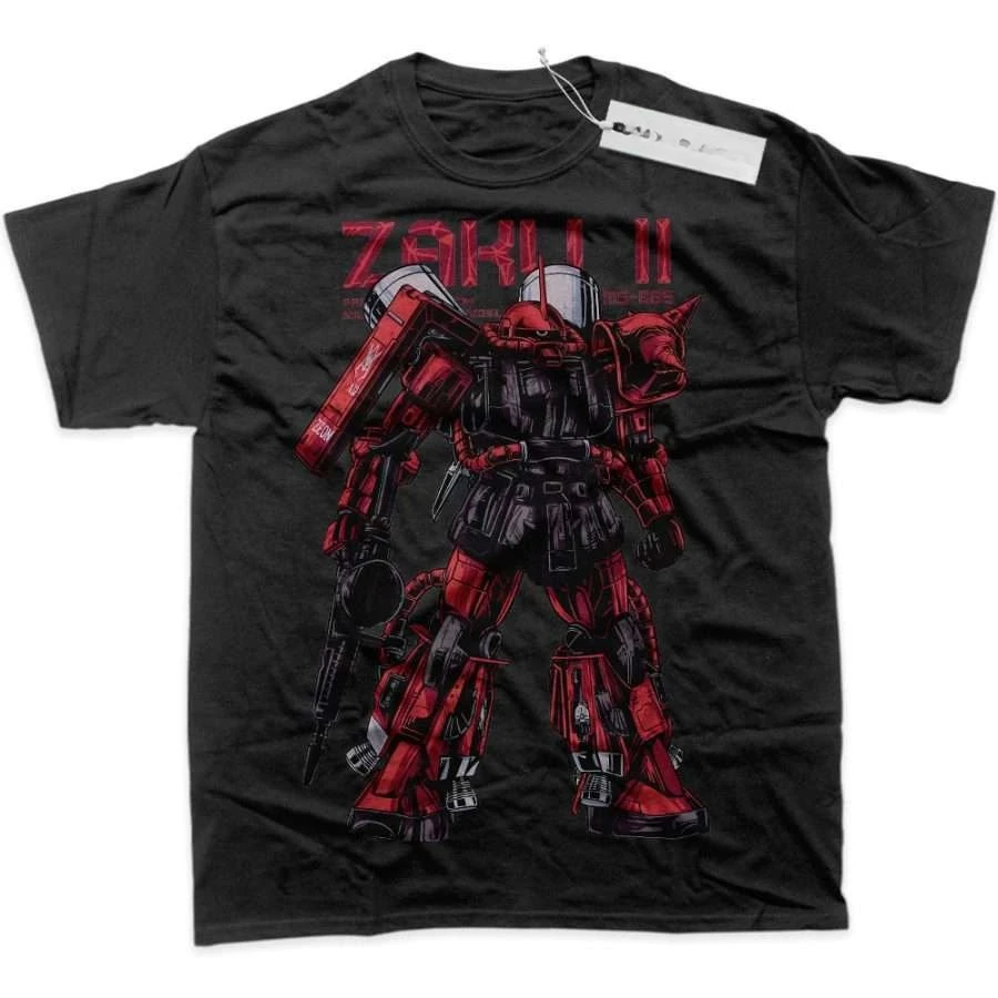 メンズ Tシャツ メンズ スポーツ Tシャツ メンズ 半袖 Tシャツ 機動戦士ガンダム 赤 黒 ザク II ロボット柄 ホワイト コットン