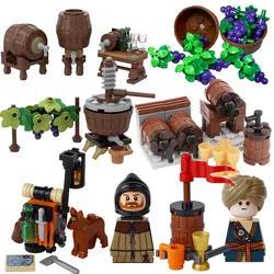 Medieval Military Castle Series Buiding Blocks Street View Wine Cabinet Apple Juice Beverage Maker Bag Bricks Christmas Toy Gift