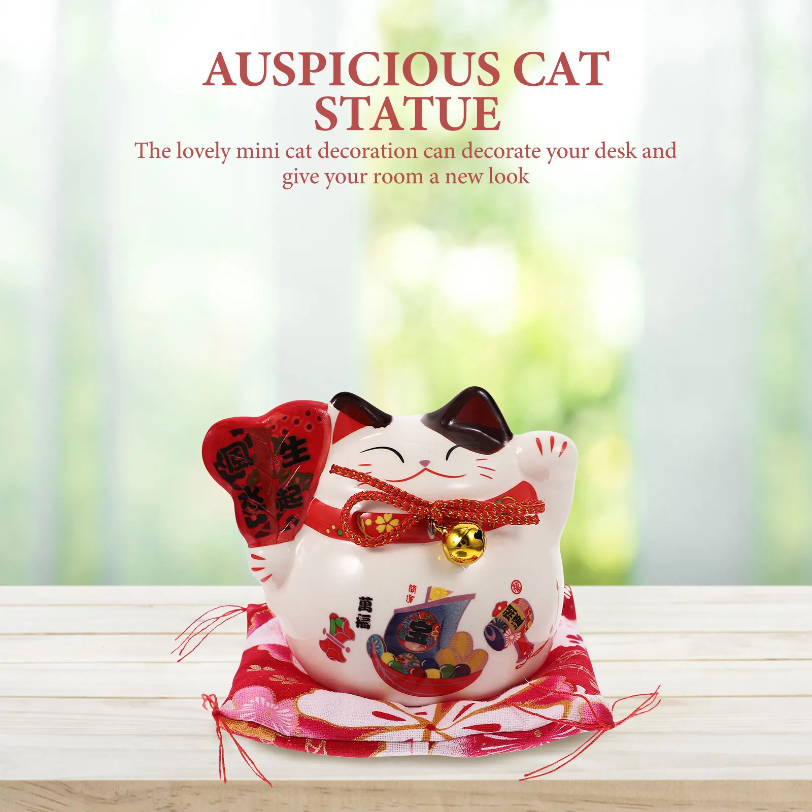 

Cute Ceramic Cat Statue Auspicious Small Piggy Bank Desktop Coin Container Household Saving Pot Home Office Car