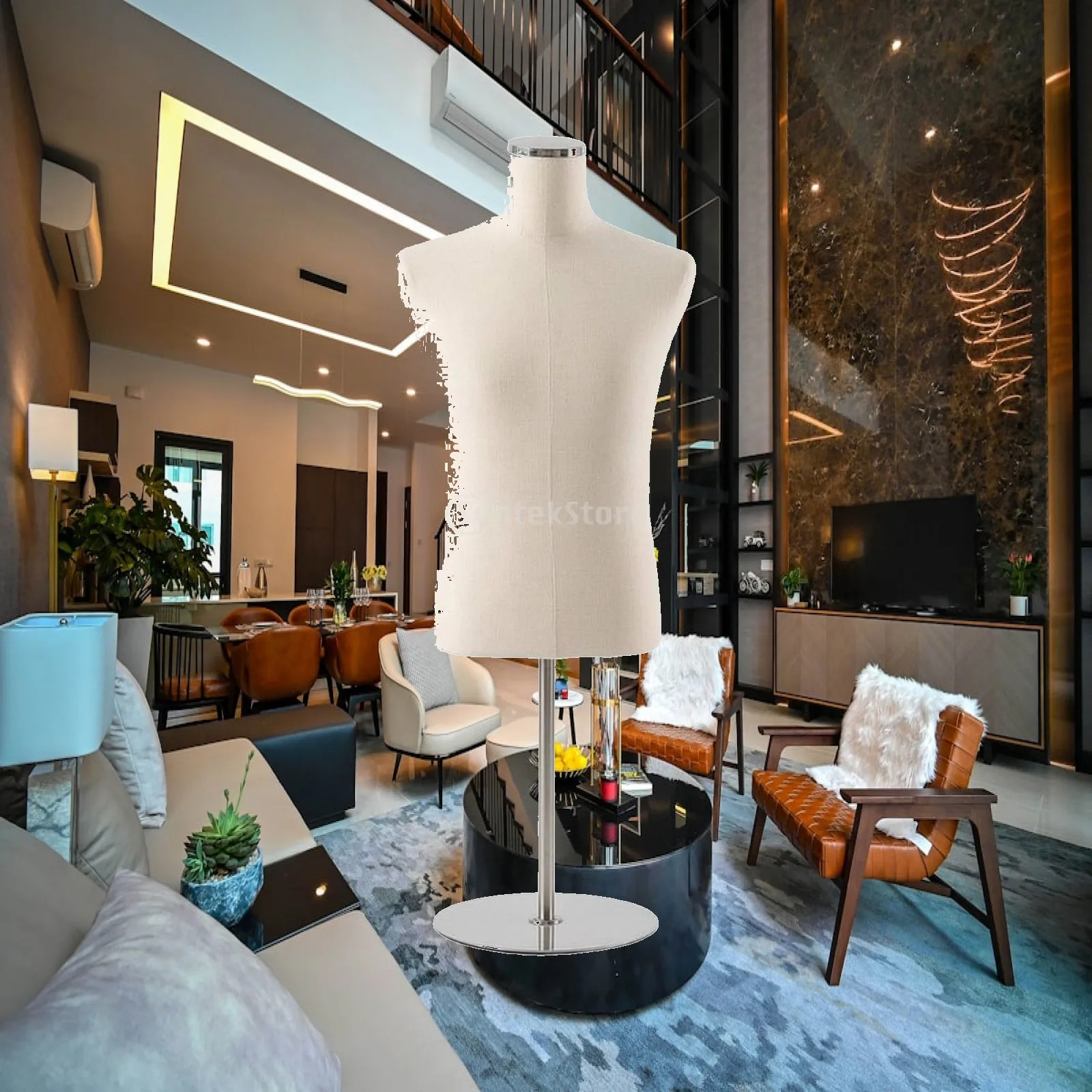 Male Half-Body Mannequin Upright Dress Form Sturdy for Design Studio, Tailors