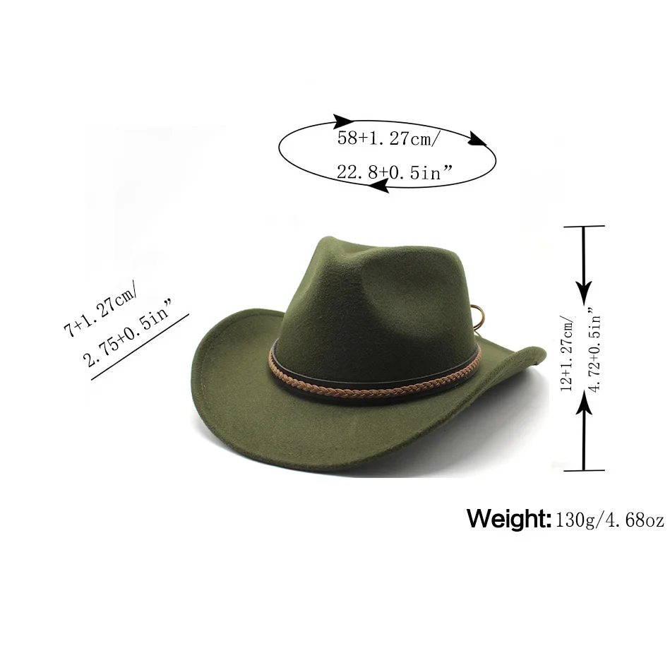 New Vintage Western Cowboy Hat For Men\'s Gentleman Lady Jazz Cowgirl With Leather Wide Brim Cloche Church Sombrero Hombre Caps