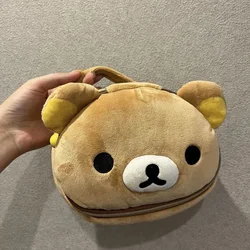 Rilakkuma Kawaii Saco de Lavagem Bonito para Meninas, Saco de Maquiagem Tridimensional, Saco De Armazenamento Portátil, Plush Oval, Cartoon Ins Gift, Novo