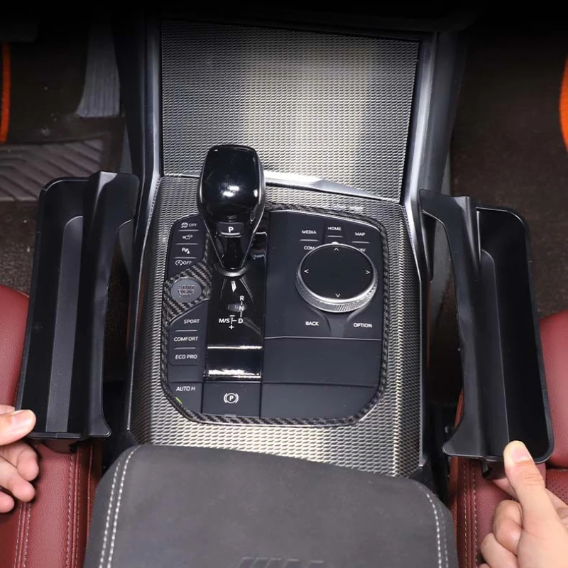

For BMW 3 Series G20 2020-2024 ABS Black Car Gear Shift Storage Box Tray Both Sides Organizer Interior Car Accessories