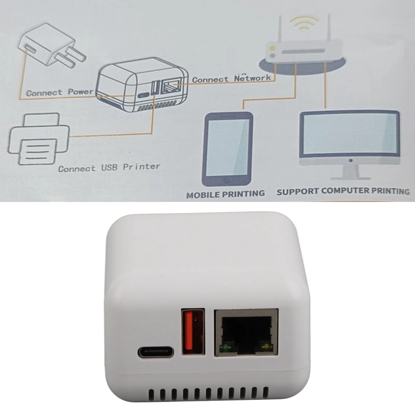 USB 2.0 Network Print Server 5V LAN Print Share Server Wireless Print Server for Windows XP for Android for Linux 3.4 EU Plug