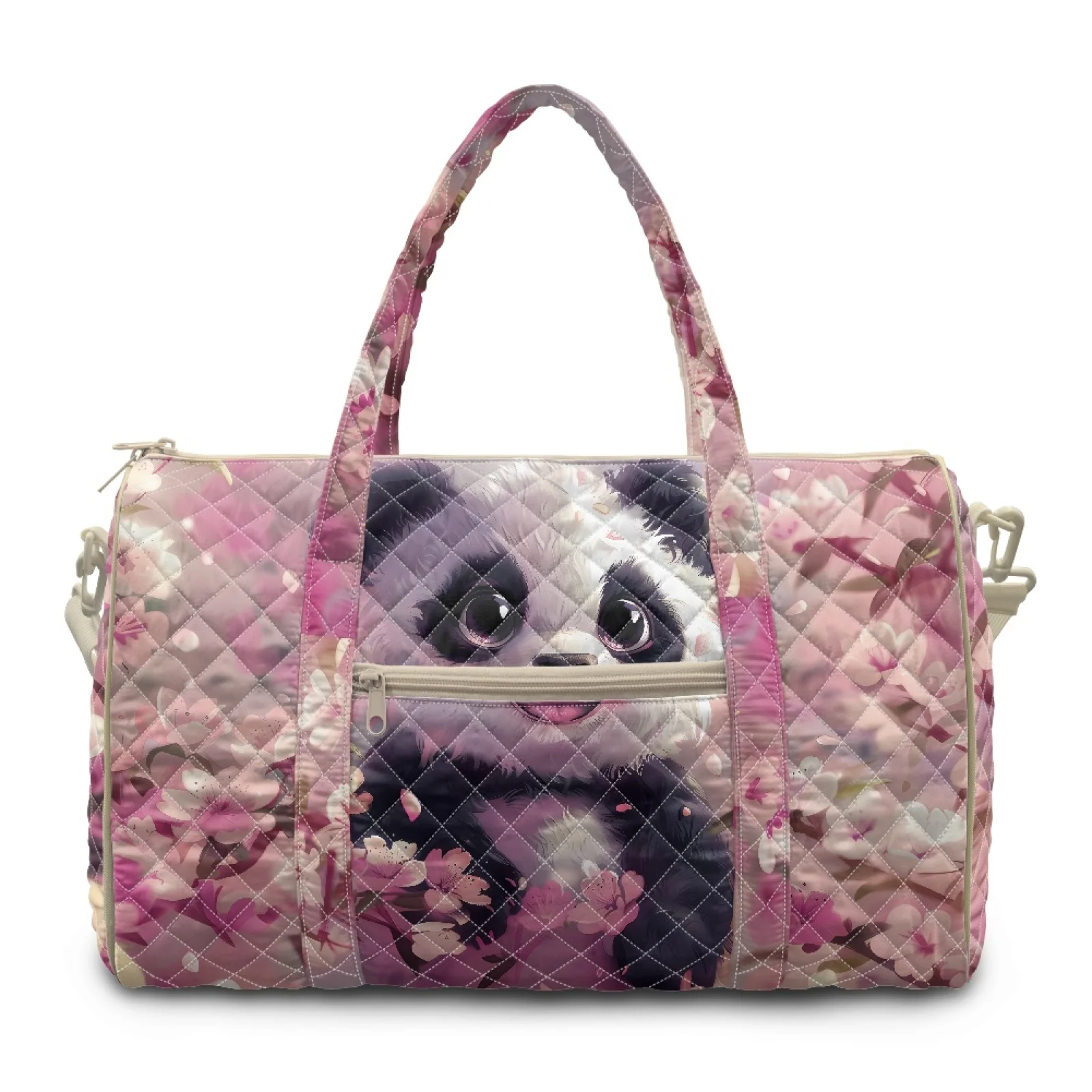 Coloranimal Large Capacity Travel Duffel Bags Washable Travel Bag for Sports Womens Panda Sakura Print New Trend