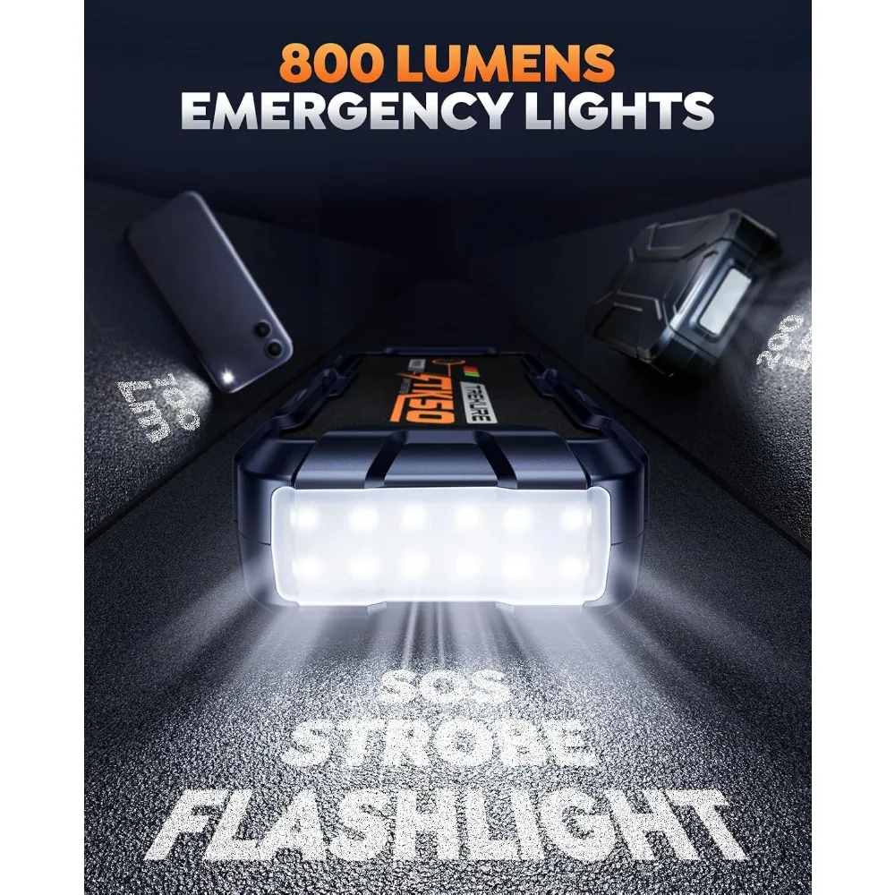 8000A Car Jump Starter 26800mAh, Portable for All Gas & 12L Diesel, Power Bank & Fast Charge, LED Light view 4
