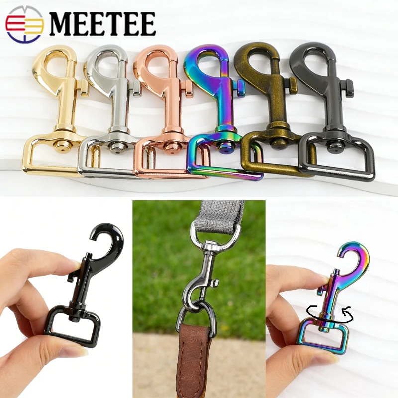 

2Pcs Meetee 15-25mm Metal Buckle Carabiner Keychain Hook Ring Handbag Side Buckles Dog Collar Clip DIY Bag Hardware Accessories