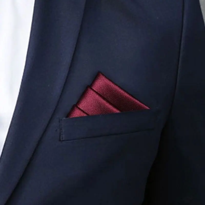 4 ชิ้นสีทึบสไตล์ผ้าเช็ดหน้าคลาสสิก Pocket Square Men's Pocket Square ซาติน Hanky สําหรับชุดแต่งงานอย่างเป็นทางการ