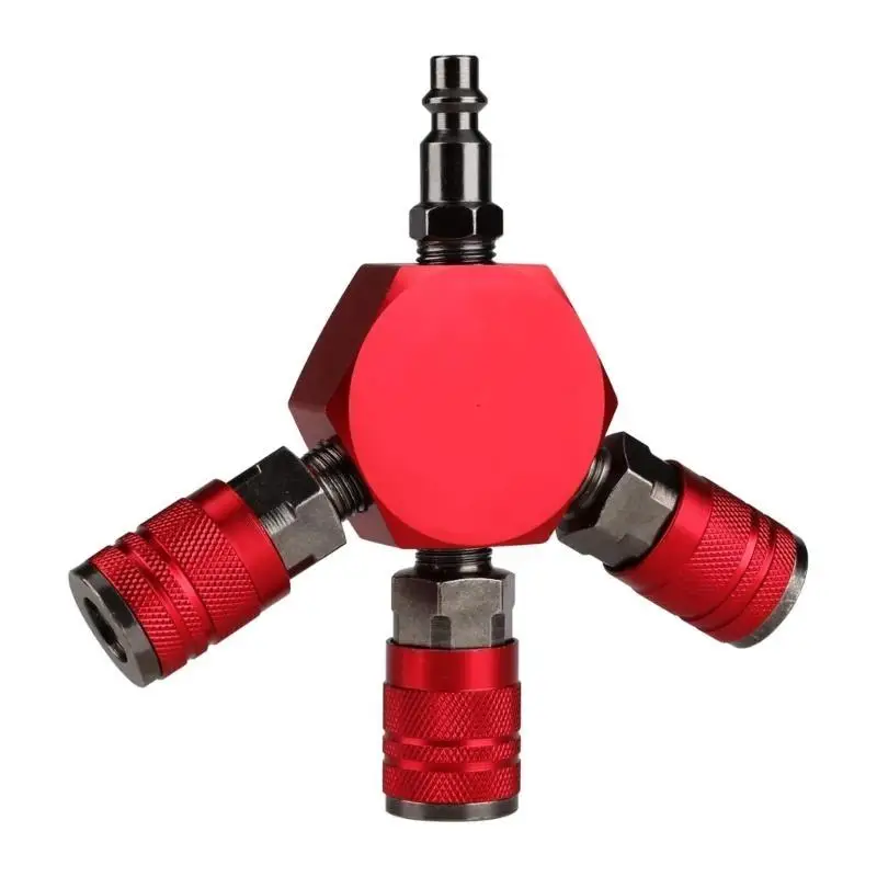 652F Air Splitter 3-Way Manifold with Industrial Coupler and Plugs Air Compressor Hose Accessories Quick Connects Fitting