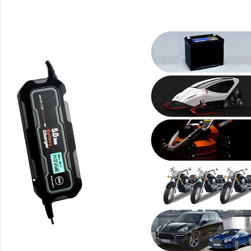 Multi-Protection 5000mA Car Battery Charger 6V/12V Full Automatic Intelligent Car Motorcycle Battery-Charger for Automobiles