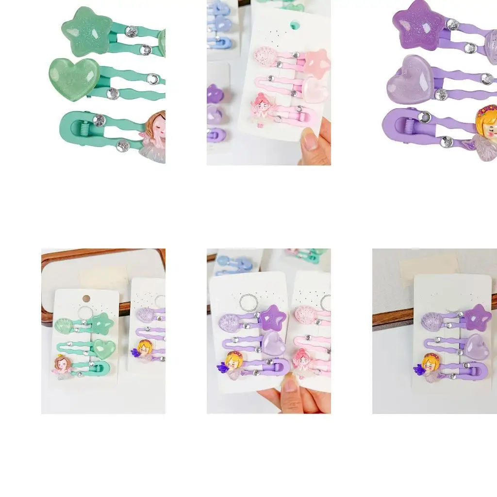 

652F 3Pcs Secure Grip Side Hair Clip For Girls Soft Resin Metal Accessories
