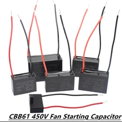 CBB61 450V Fan Start Capacitor 1uF 1.2uF 1.5uF 1.8uF 2.0uF 2.5uF 3.0uF 3.5uF 4.0uF 4.5uF 5.0uF 6.0uF 7.0uF 8.0uF 10uF 15uF 20uF