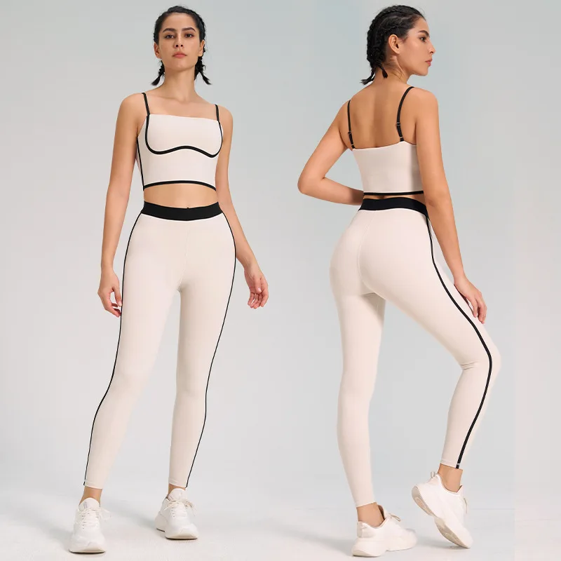 1/ 2 Piece Yoga Sets Nylon Sports Bra Leggings Gym Suit Workout Clothing Running Tights Pad Tube Tops Activewear
