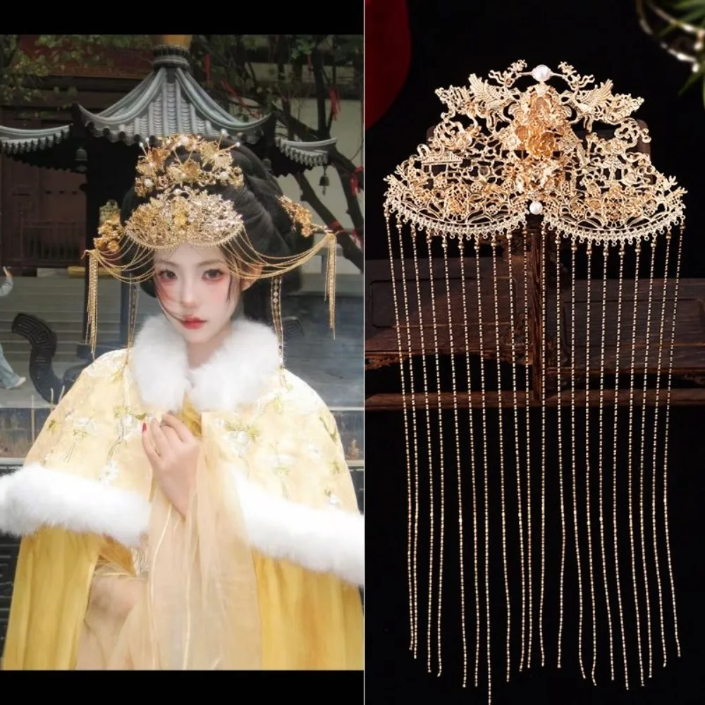 

Винтажная заколка для волос в стиле покоренной принцессы Ханьфу, ручной работы, в стиле династии Мин, с длинными кисточками, в стиле династии Тан, аксессуары для волос