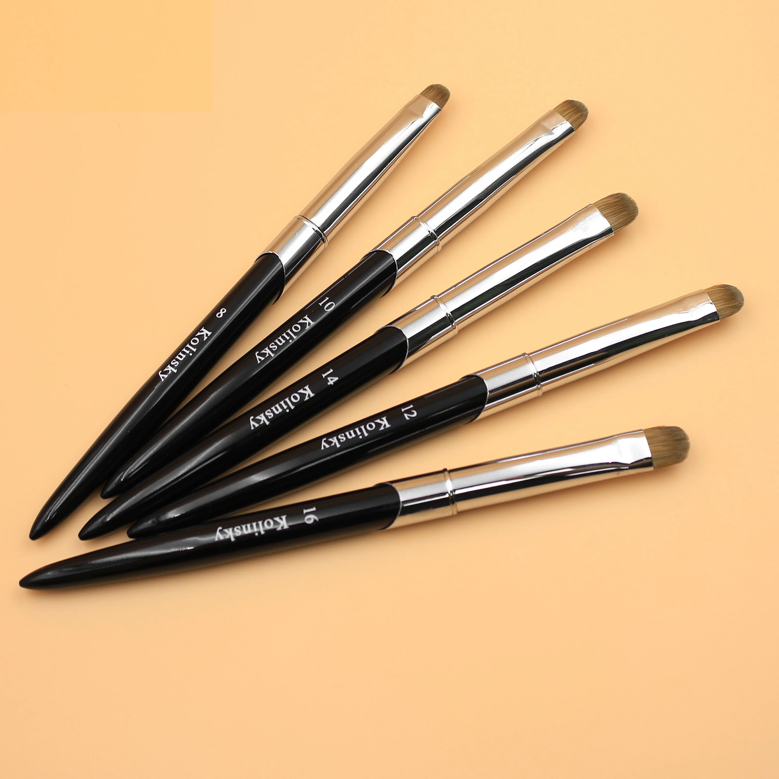 Wholesale High Quality 100% Kolinsky French Tip Nail Art Brush Metal Handle Wide Flat Acrylic Paint Brush for Manicure French