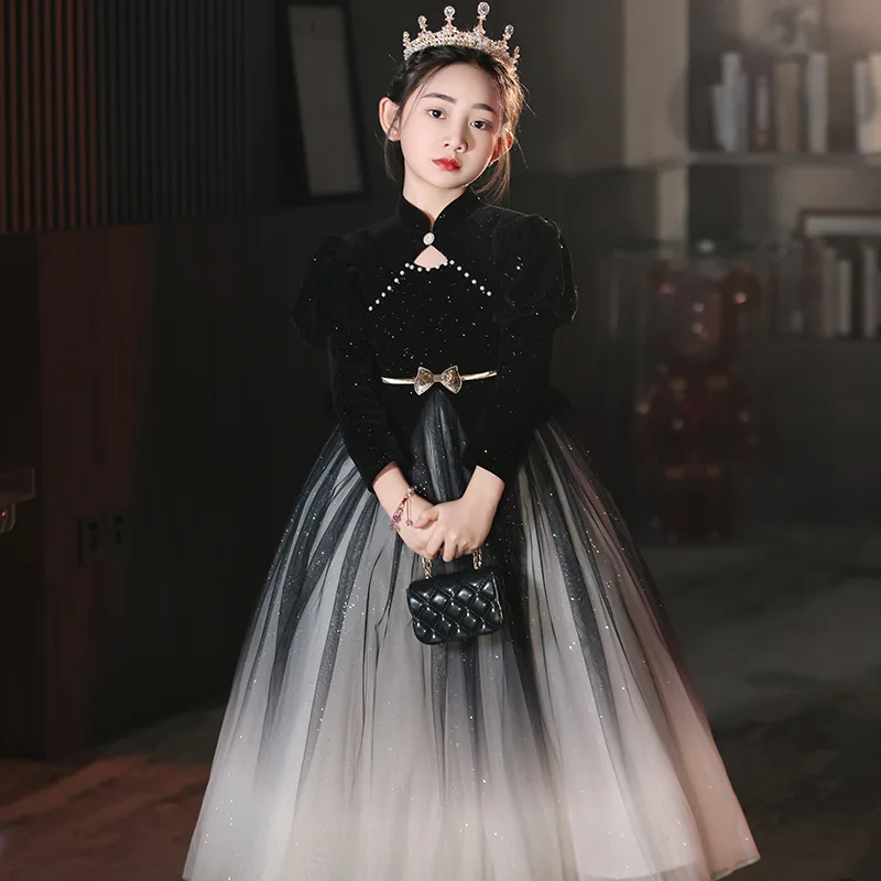 Children's Evening Dress Princess Dress High-end Light Luxury Niche Piano Performance Dress Puffy Tulle Host Flower Girl Wedding
