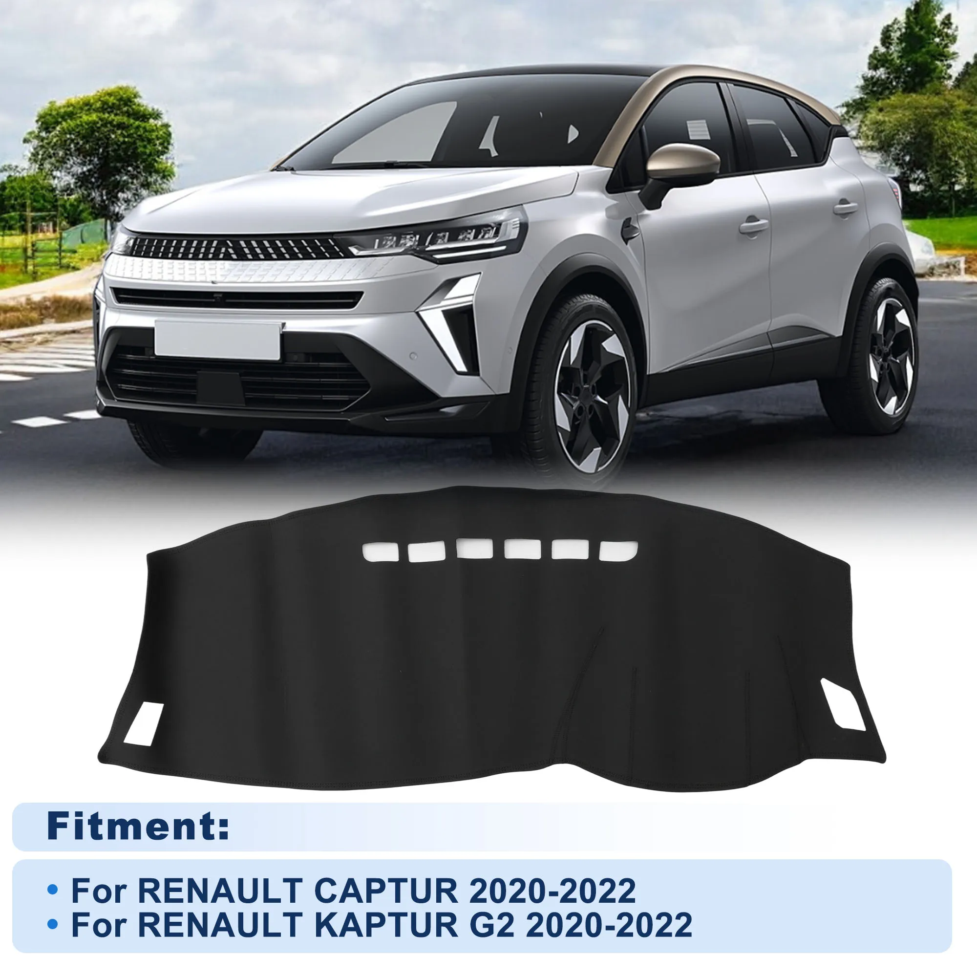 

Накладка на приборную панель UXCELL для RENAULT CAPTUR 2020-2022, искусственная кожа, черная, 1 комплект