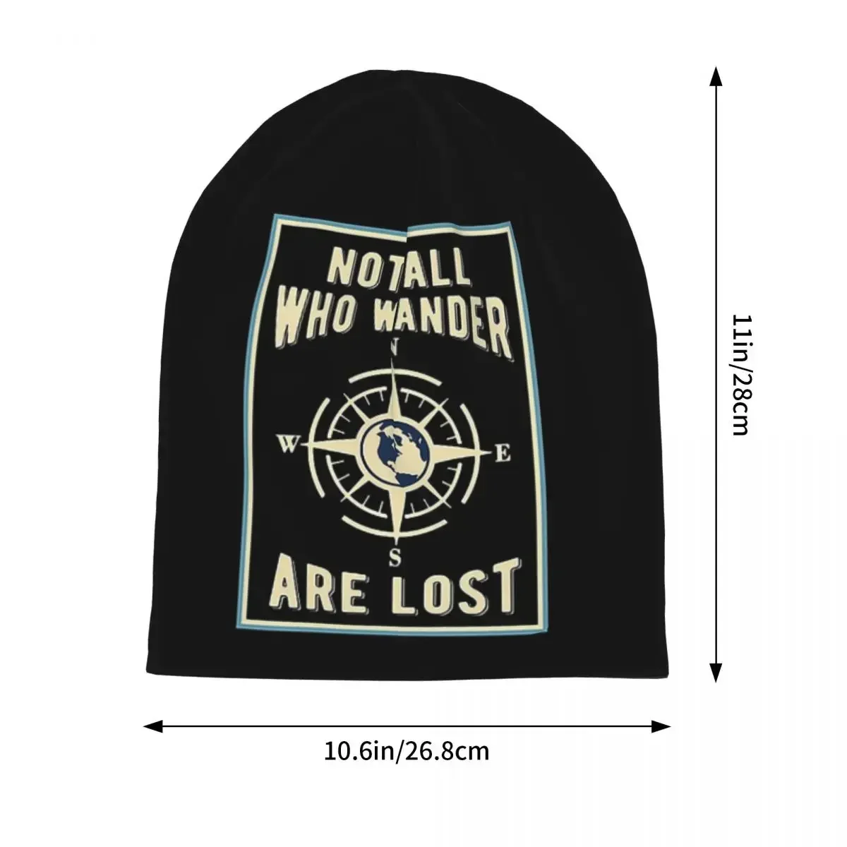 Compass Not All Who Wander Are Lost Warm Knitted Cap Fashion Bonnet Hat Autumn Winter Outdoor Beanies Hats for Men Women Adult