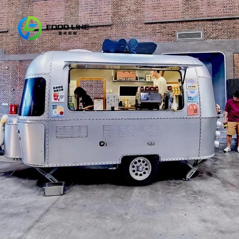Mobile Food Trailer with Full Kitchen Aluminum Oxide Body Customizable Dining Cart for Coffee Hamburger Ice Cream